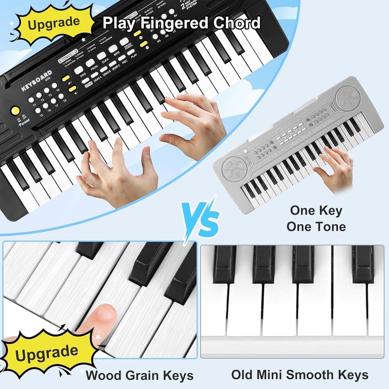TWFRIC Kids Toddler Toy Piano Keyboard, 37 Key Pianos for Kid Music Toys Instruments with Microphone Dual Speaker Ideal for 3 4 5 6 7 8 Year Old Girl Boy Birthday/Christmas Day Gift (Black) - Image 4